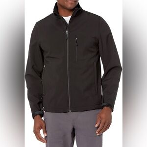 Amazon Essentials Men's Water-Resistant Full-Zip Softshell Black Jacket NWT